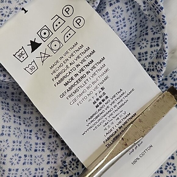 Michael Kors Button Up Shirt Men's Large Blue Floral Slim Fit EUC LN Old Money - Picture 8 of 15